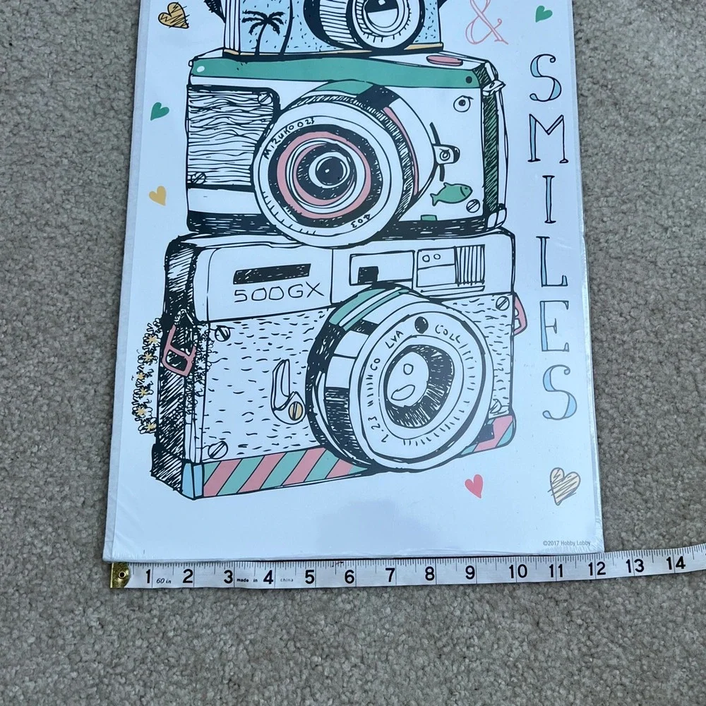 Hobby Lobby Sun & Smiles Camera‎ Stack Wall Decor Art Photo Graphic New